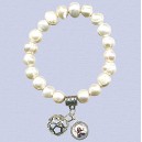 REF.9453 Pulsera elást.perla con llamador ángel