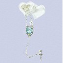 REF.8136 Rosario plateado con estuche corazón